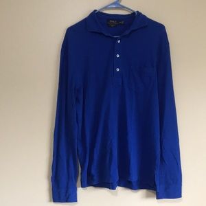 Polo Ralph Lauren Royal Blue Long Sleeve Rugby Quarter Button Shirt.